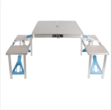 JY-001 PICNIC TABLE & 4 CHAIRS OUTDOOR ALUMINIUM PLASTIC FOLDABLE PORTABLE