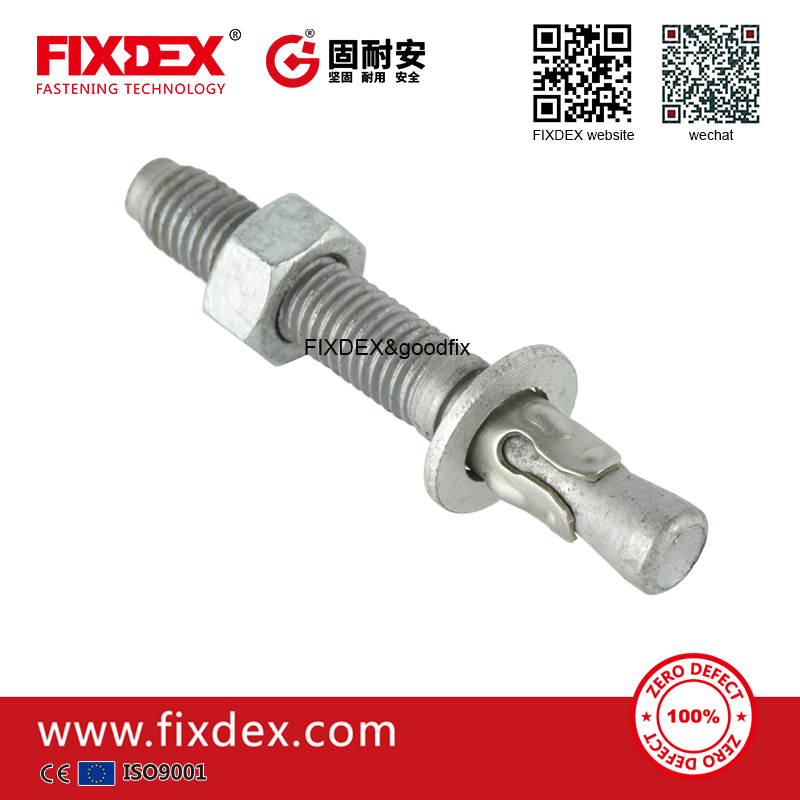 galvanized wedge anchor and zinc plated through bolt